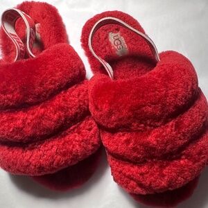 Red UGG Fluff Yeah Slides